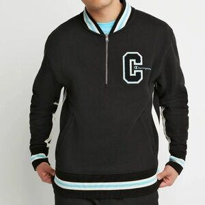 Champion Jacket Men’s Medium Black NWT Varsity Track Quarter Zip Reverse Weave